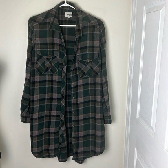 Aritzia Wilfred Flannel Plaid Shirt Dress Size Large - Picture 2 of 13